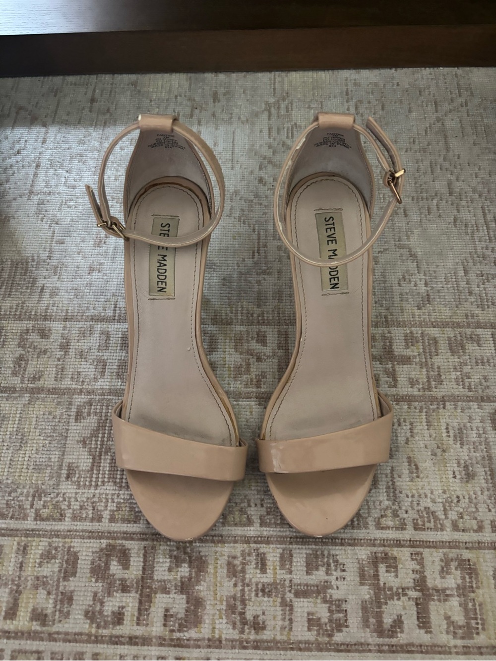 Steve Madden Nude Patent Ankle-Strap Heels